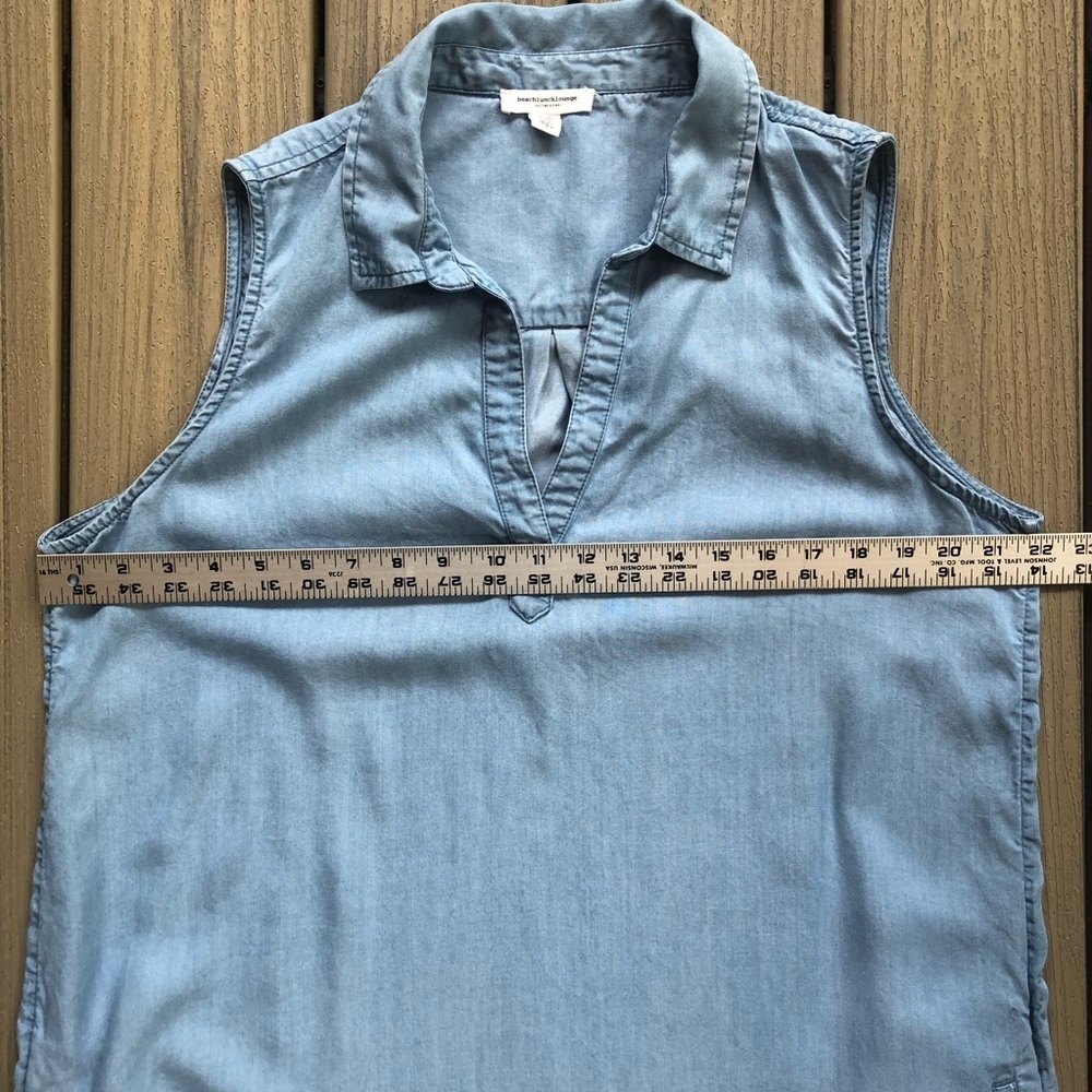 beachlunchlounge Light Blue to White Ombre Sleeveless Chambray Dress - Picture 5 of 10